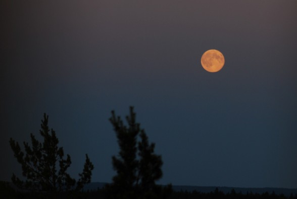 Nouseva superkuu Pirulanvuoren näkötornista.