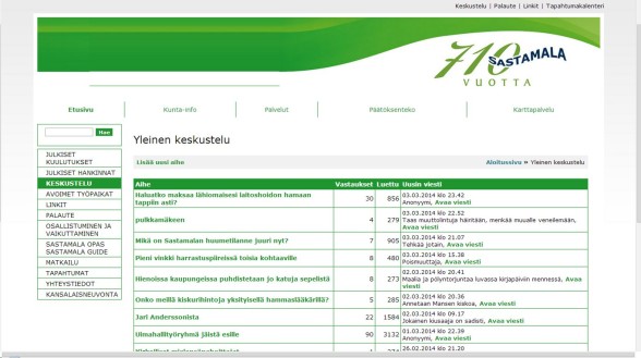 Sastamalan keskustelupalstalla sanansäilä lensi vielä maanantaina.