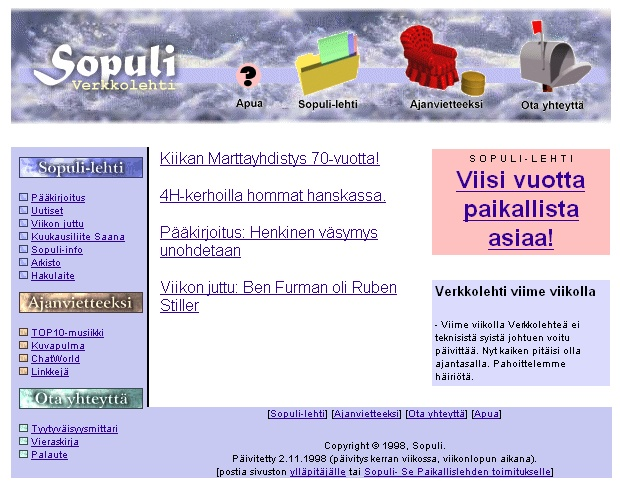 Sopuli.fi syksy 1998