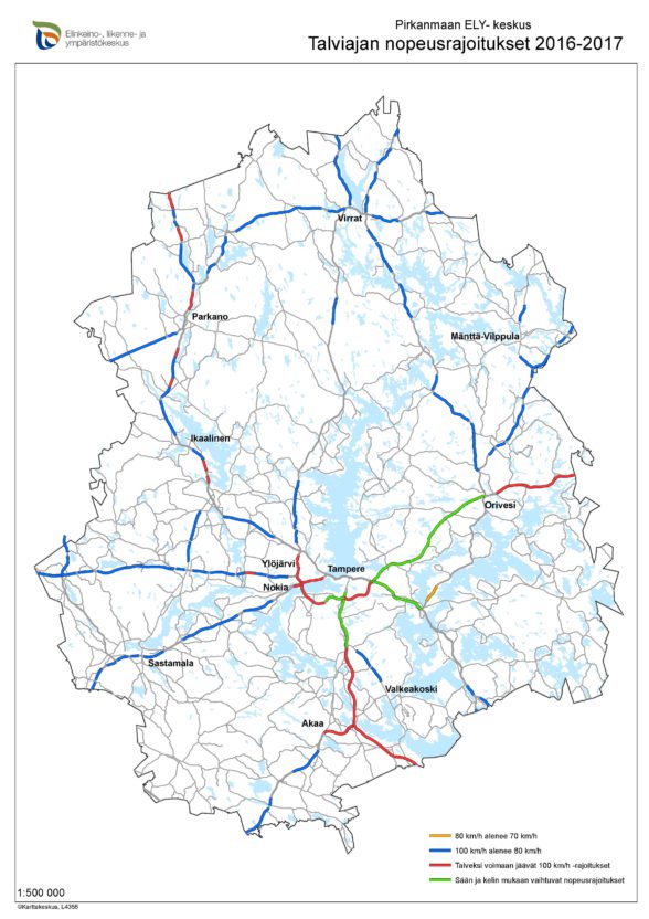 Talven nopeusrajoitukset Pirkanmaalla