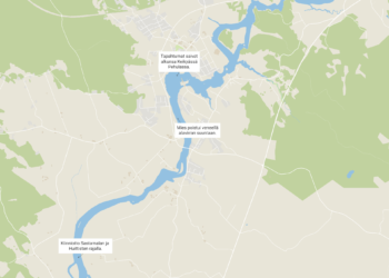 Kartta, mies uhkaili aseilla
